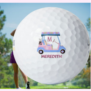 Charming Feminine Golf Cart Clubs Monogram Name Balls
