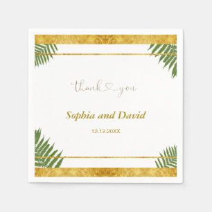 Charming Fern Leaves Gold Foil Wedding Custom Napkin
