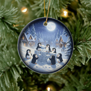 Charming Festive Christmas Scene Ceramic Tree Decoration