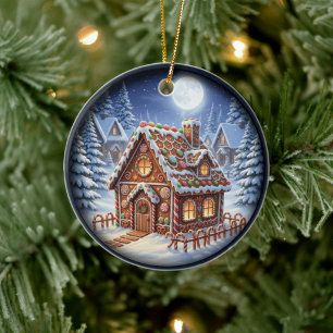 Charming Festive Christmas Scene Ceramic Tree Decoration