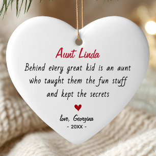 Charming Festive Script Best Auntie Keepsake Ceramic Tree Decoration