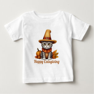 Charming festive Thanksgiving Cat in Disguise Baby T-Shirt