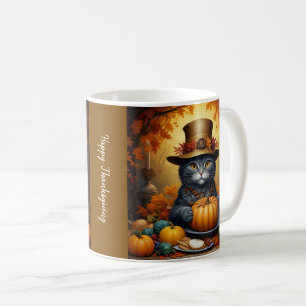 Charming festive Thanksgiving Cat in Disguise Coffee Mug