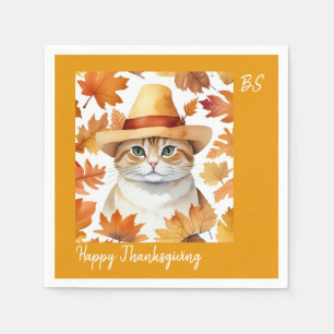 Charming festive Thanksgiving Cat in Disguise Napkin