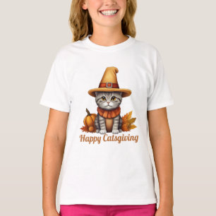 Charming festive Thanksgiving Cat in Disguise T-Shirt