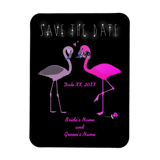 Charming Flamingo Couple Save the Date Wedding Magnet (Vertical)