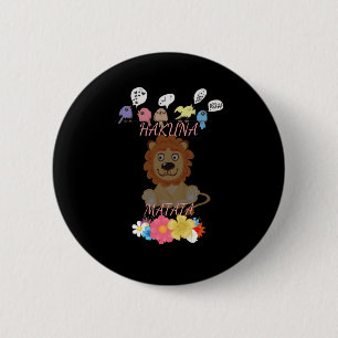Charming "Flora and Fauna Hakuna Matata" Baby Lion 6 Cm Round Badge