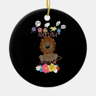 Charming "Flora and Fauna Hakuna Matata" Baby Lion Ceramic Tree Decoration