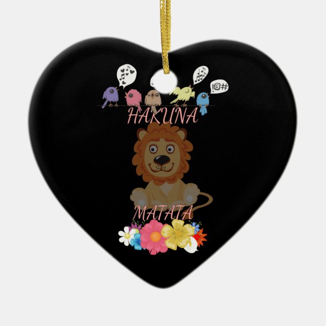 Charming "Flora and Fauna Hakuna Matata" Baby Lion Ceramic Tree Decoration (Front)
