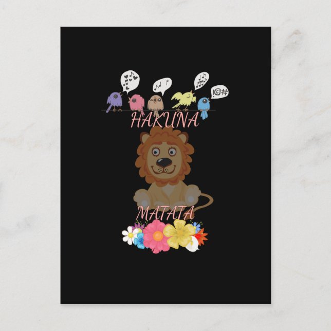 Charming "Flora and Fauna Hakuna Matata" Baby Lion Postcard (Front)
