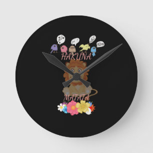 Charming "Flora and Fauna Hakuna Matata" Baby Lion Round Clock