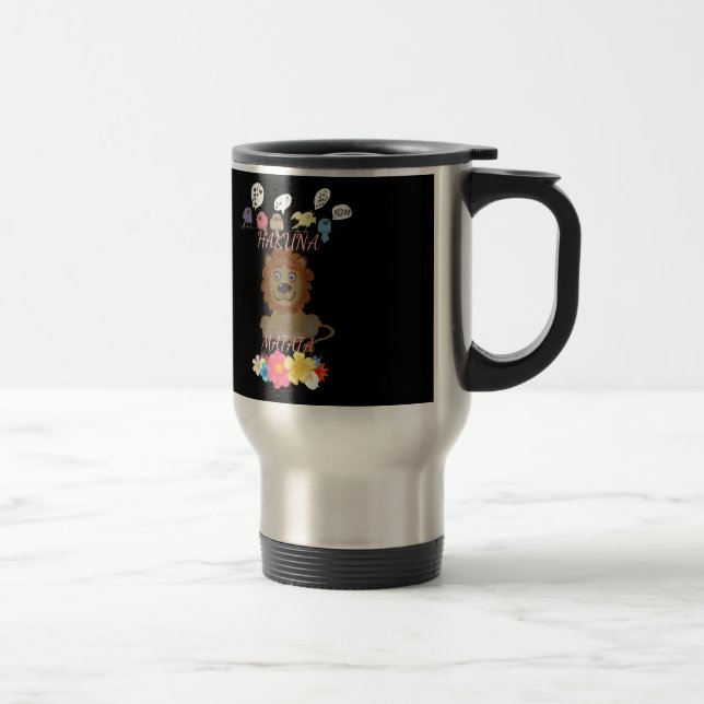 Charming "Flora and Fauna Hakuna Matata" Baby Lion Travel Mug (Right)