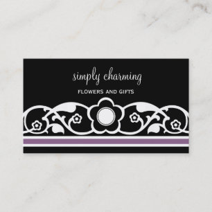Charming Floral Border Business Card, Lavender Card