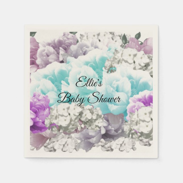 Charming Floral Bouquet Baby Shower Paper Napkins (Front)