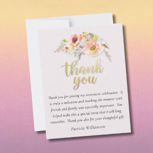 Charming Floral Budget Retirement Thank You Card
