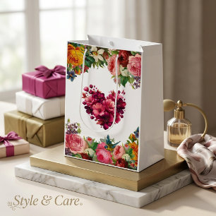 Charming Floral Glossy Gift Bag - Medium