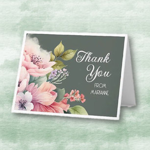 Charming Floral Personalized Thank You Card