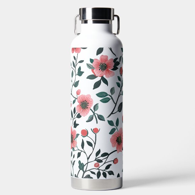 Charming Floral Print Coffee Mug Water Bottle (Front)