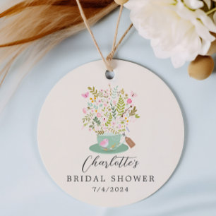 Charming Floral Tea Bridal Shower Favour Gift Tag