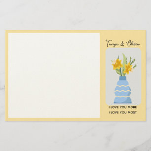 Charming floral vase with yellow flowers  stationery