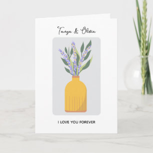 Charming flower vase design with lavender card