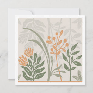 Charming Folk Botanical Green and Orange Art Card