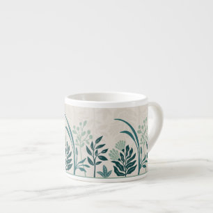 Charming Folk Botanical Teal Garden Art Espresso Cup