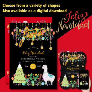 Charming Folksy Fiesta Feliz Navidiad Christmas Invitation