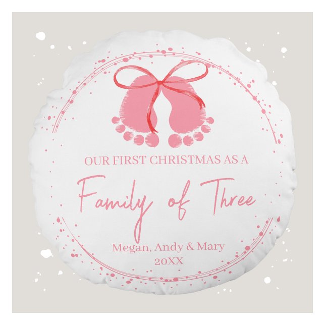 Charming Footprint Family Christmas Pattern Round Cushion (Creator Uploaded)