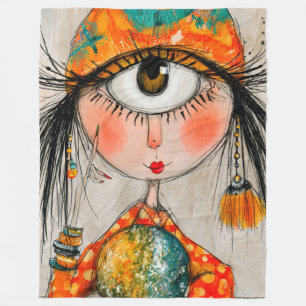 Charming Fortune Teller Cyclops Fleece Blanket