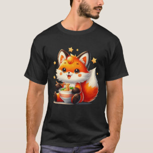 Charming Fox Enjoying Ramen Japan Zookeeper Wildli T-Shirt