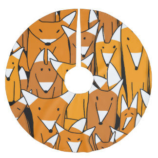Charming Fox Family: Playful Animal Pattern Brushed Polyester Tree Skirt