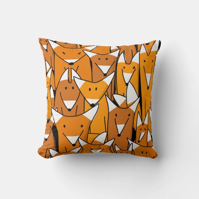 Charming Fox Family: Playful Animal Pattern Cushion (Front)