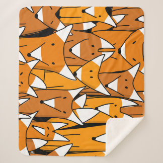 Charming Fox Family: Playful Animal Pattern Sherpa Blanket
