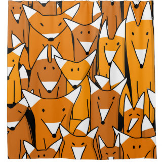 Charming Fox Family: Playful Animal Pattern Shower Curtain