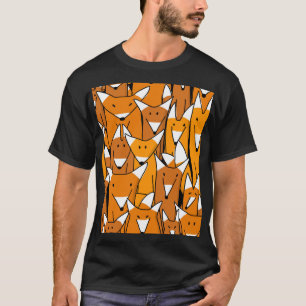 Charming Fox Family: Playful Animal Pattern T-Shirt