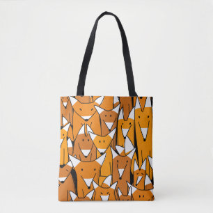 Charming Fox Family: Playful Animal Pattern Tote Bag