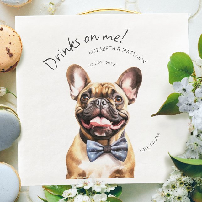 Charming French Bulldog Waiter Watercolor Napkin (Creator Uploaded)