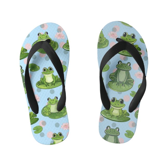 Charming Frog and Toad Pond Party Kid's Jandals (Footbed)