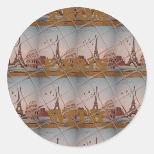  Charming From Paris With Love J'aime Paris Design Classic Round Sticker