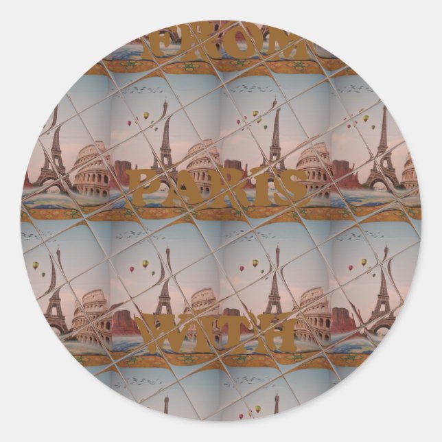 Charming From Paris With Love J'aime Paris Design Classic Round Sticker (Front)