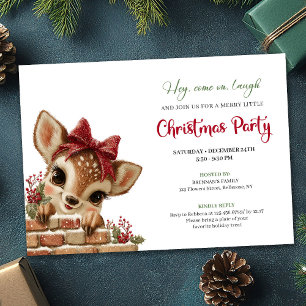 Charming Funny Baby Reindeer Cute Cartoon Watercol Invitation