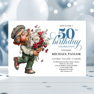Charming Funny Man 50th Birthday Quirky Humor  Invitation