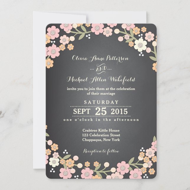 Charming Garden Floral Wreath II Wedding Invitation (Front)