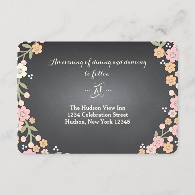 Charming Garden Floral Wreath II Wedding Reception Enclosure Card (Front)