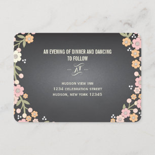 Charming Garden Floral Wreath Wedding Reception Enclosure Card
