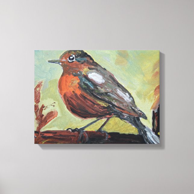 Charming Garden Robin Canvas Print (Front)