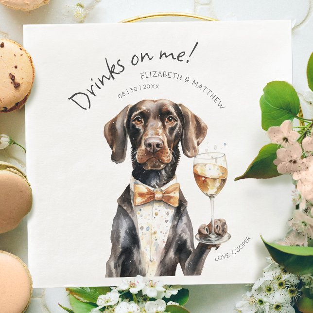 Charming German Shorthaired Pointer Watercolor Bar Napkin (Creator Uploaded)