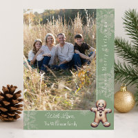 Charming Gingerbread Man | Green Photo Card
