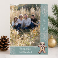 Charming Gingerbread Man | Teal Photo Card